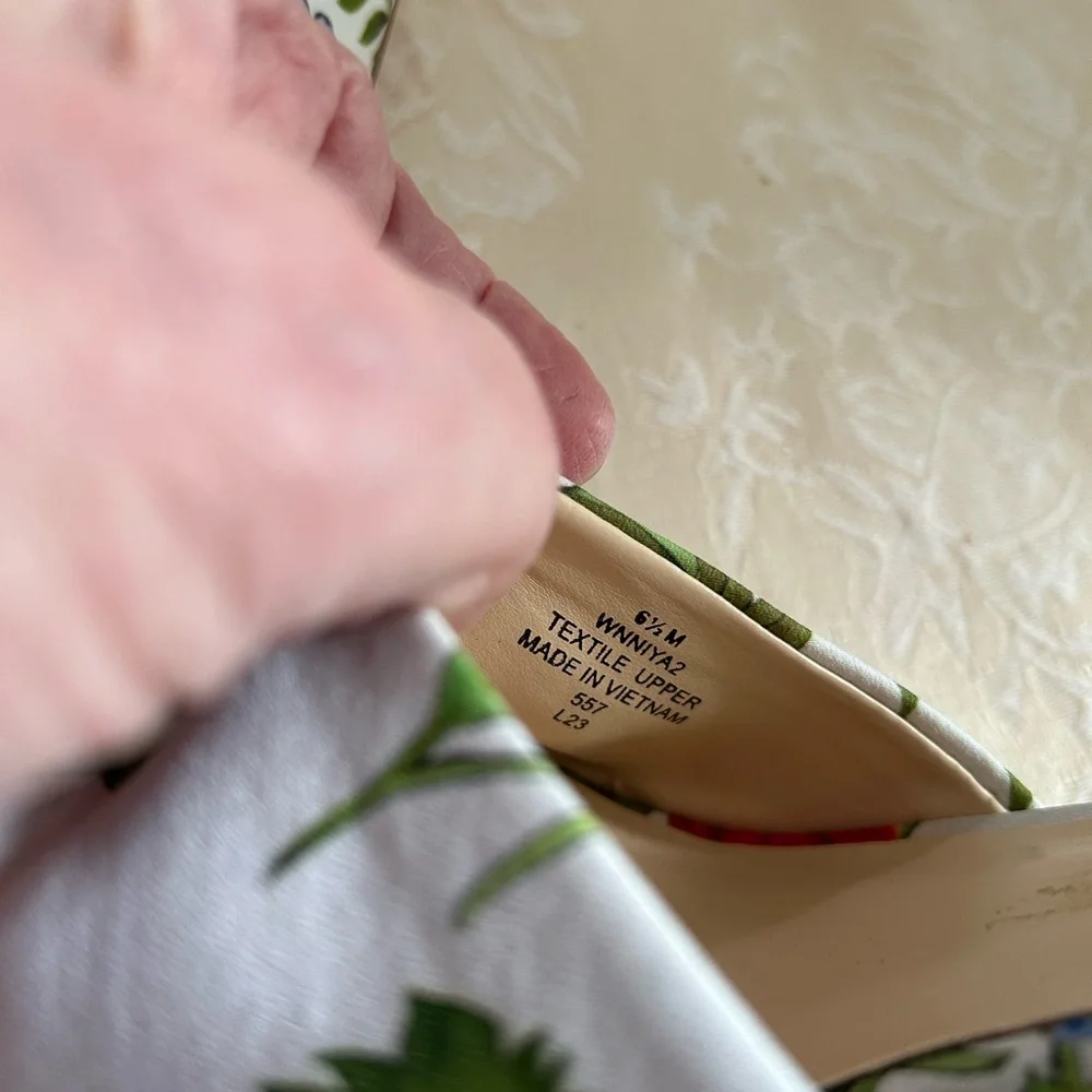 Nine West Women's Floral Wedges - White and Green - Picture 5 of 6